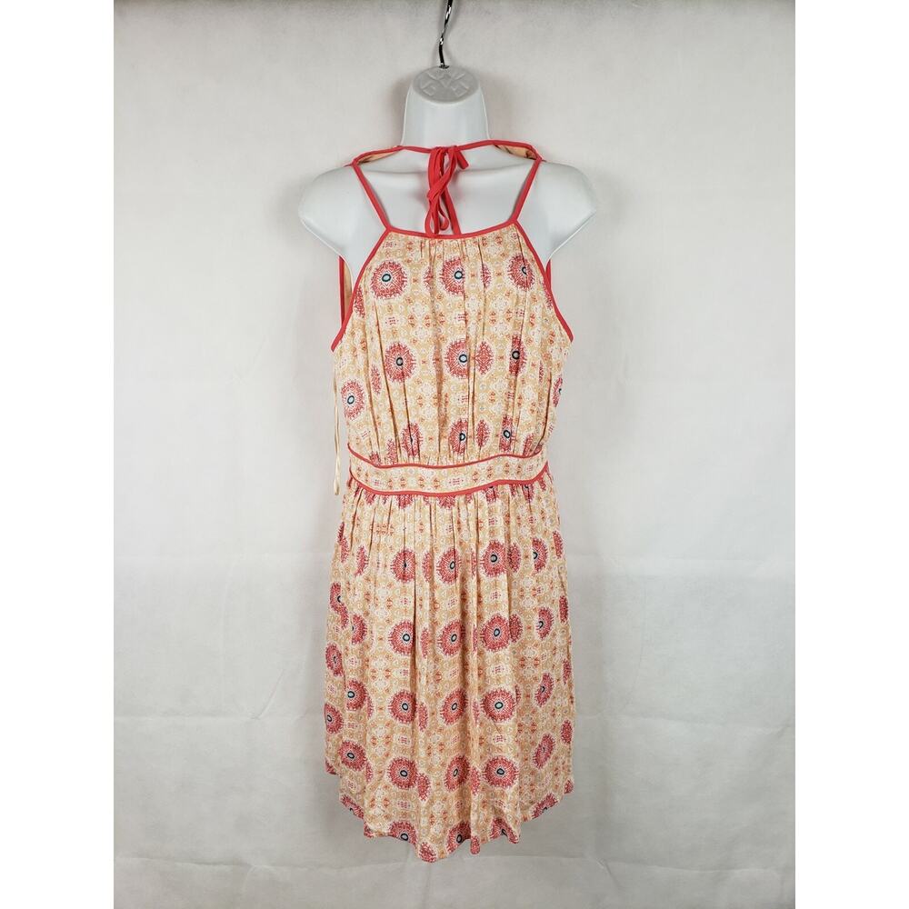 Anthropologie Skies are Blue Dress Short Zipper back Orange and yellow sz M